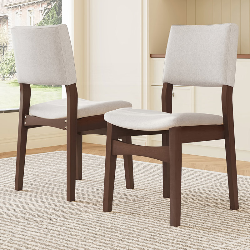 Upholstered Stackable Dining Chairs（Set Of 2）, Dark Walnut, 2