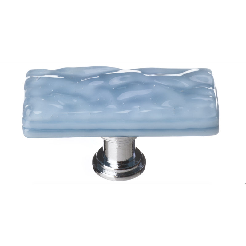 Poignée de meuble longue en verre Glacier, Chrome poli, Jaune pâle, Poignée longue Skinny