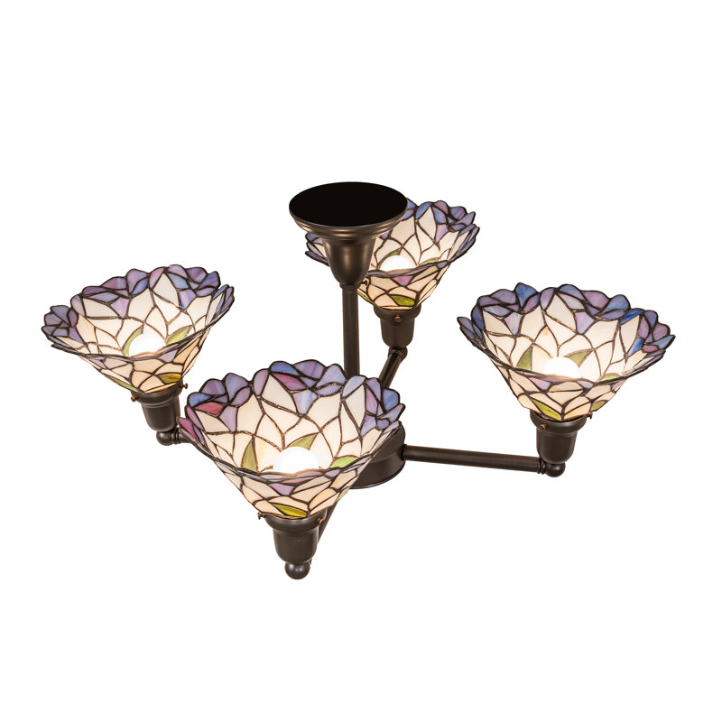 28" Wide Daffodil Bell Revival 4 Light Chandelier