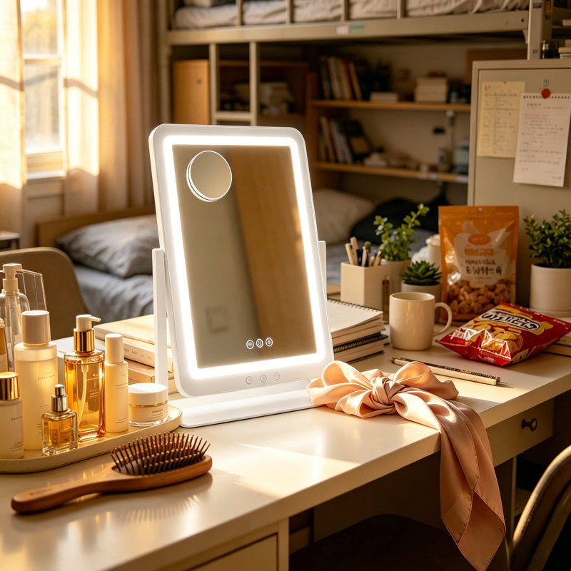 Miroir de salle de bain DEL, Blanc