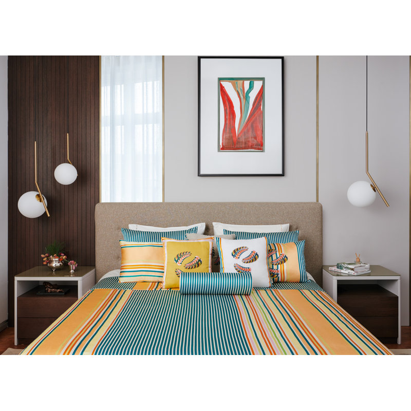 Yellow Stripes Feathers Pillow