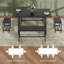 Ensemble de table de salle à manger extensible pour 4-8, grande table de cuisine extensible de 63 po avec 2 bancs et 2 tabourets, plateau en bois moderne et structure en métal, peu encombrant, facile à assembler, noir.-129768551-129768550