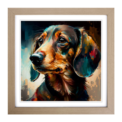 Dachshund Palette Knife Painting - Framed Print