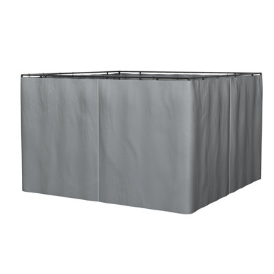 10' X 12' Gazebo Sidewall Panels, Gray With Inner And Outer Zippers, Provides Privacy Shade Universal Sidewall, Curtain Straps Hooks, Fits Square Or Round