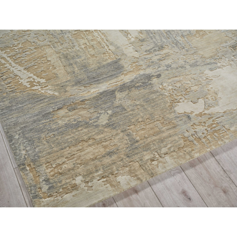 Infinity Handmade Wool/Nylon, Silver/Gray Area Rug, Rectangle 10' x 14'
