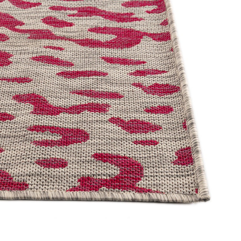 Pink Gray Samburu Indoor/Outdoor Safari Rug, Rectangle 9' x 12'