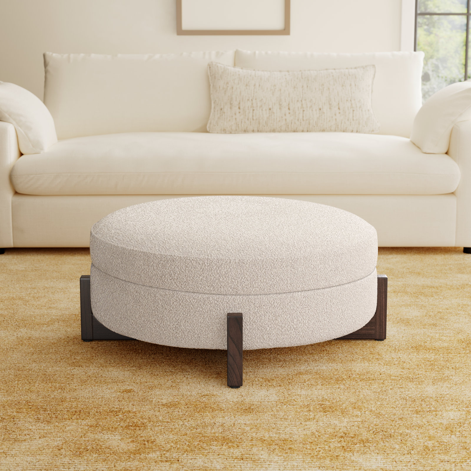 Regan 39" Storage Ottoman, Saddle Fog Boucle, Dark Brown