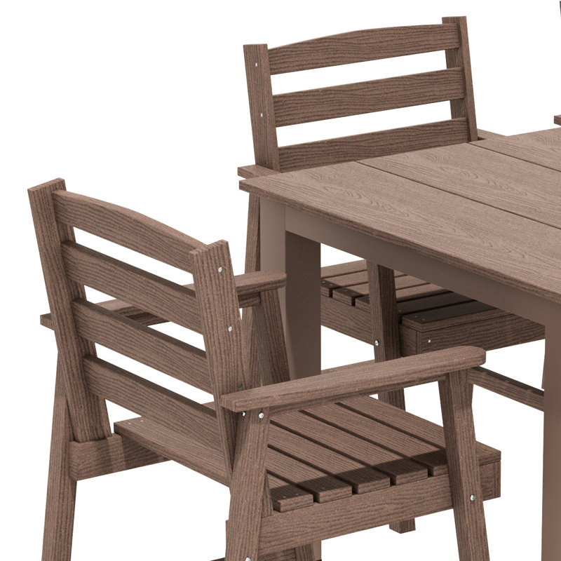 Ensemble de table de salle à manger de patio six pièces, Brun