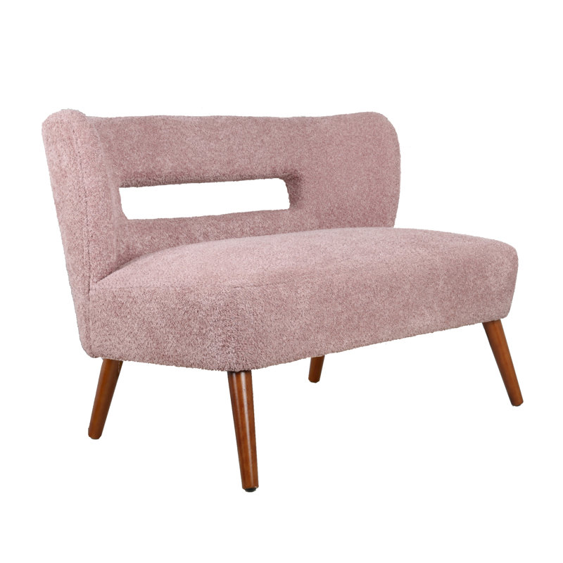 Ashyia 45.47'' Loveseat with Rubberwood Legs, Pink