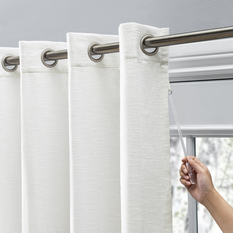 Swadlincote Elegant Linen-Look Light Filtering Grommet Single Curtain Panel, 52" W x 84" L, White