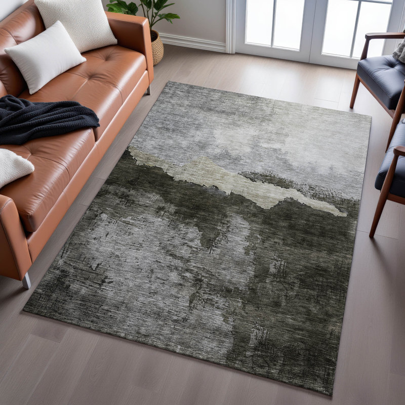 Tapis moderne lavable à la machine de qualité supérieure AMF1069 Natoma, Rectangle 9 pi x 12 pi