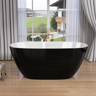 Baignoire autoportante moderne autoportante en acrylique de 55 pouces avec trop-plein