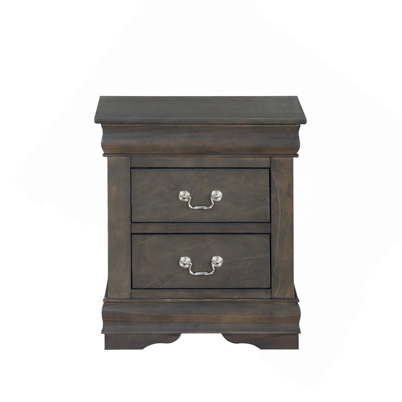 Table de chevet 2 tiroirs gris foncé