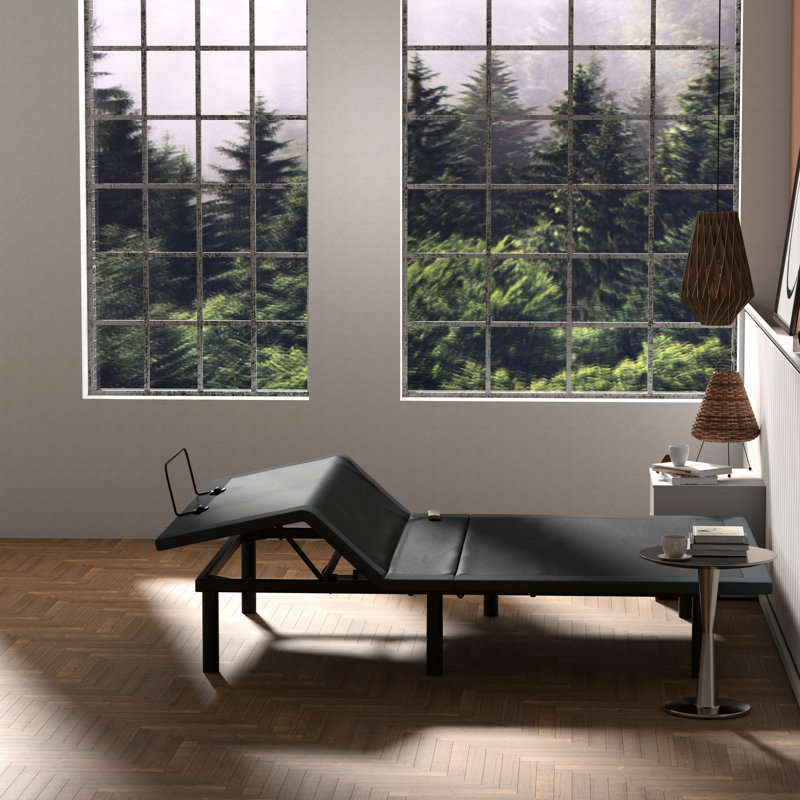 Base de lit réglable pour grand lit Btx4 - tête et pied réglables, matériau en acier, télécommande sans fil, plateforme en contreplaqué, réglage de la couleur gris-noir, installation facile, 2 moteurs 6000n, ouate