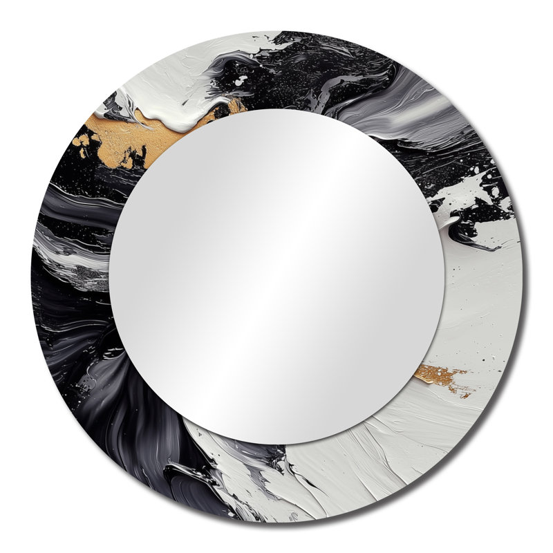 Abstract Perspective Of The Dark And The Light I - Modern Wall Mirror Art - Printed On Metal, 23" x 23"