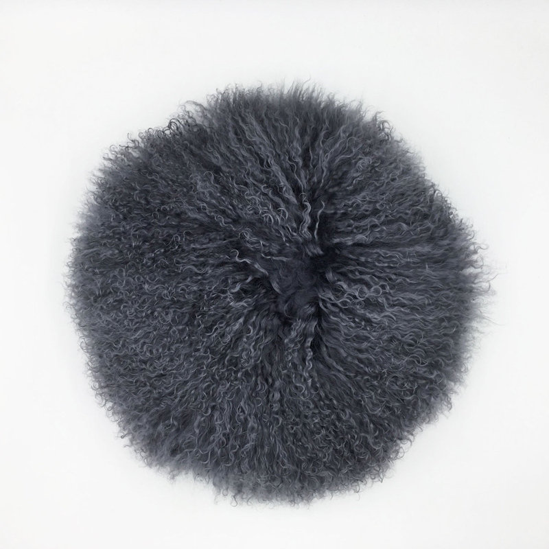 Mongolian Throw Pillow, Gray, Polyester