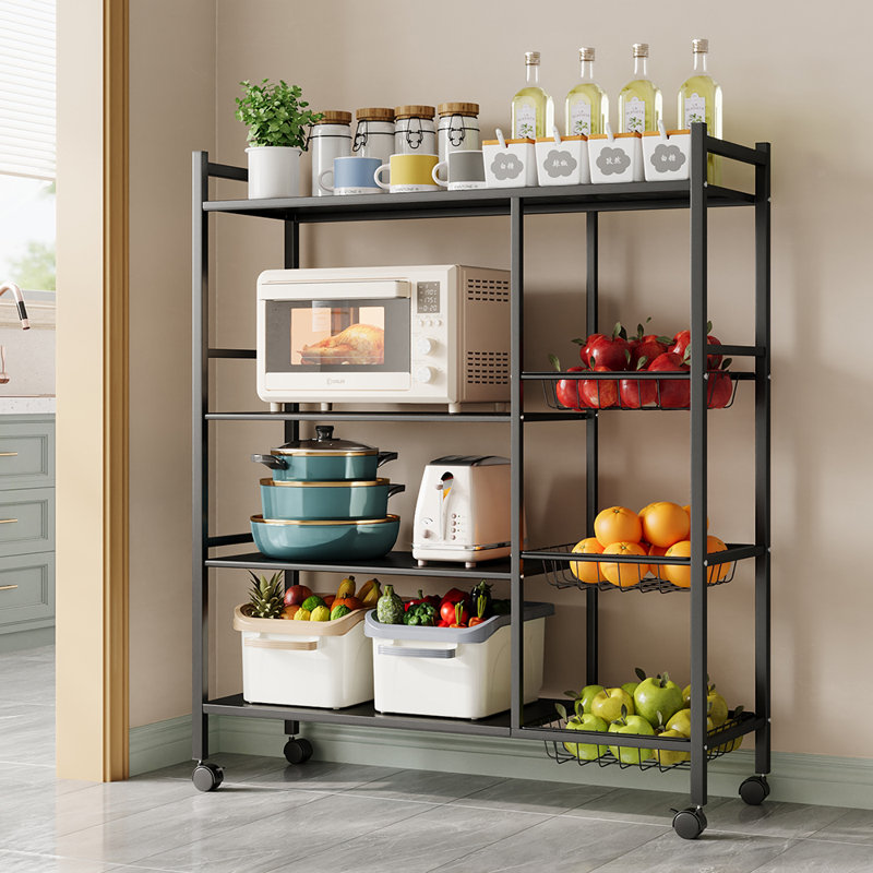 Multi-tiered Kitchen Microwave Storage Rack with Wheels, 108.5cm H x 80cm W x 32cm D