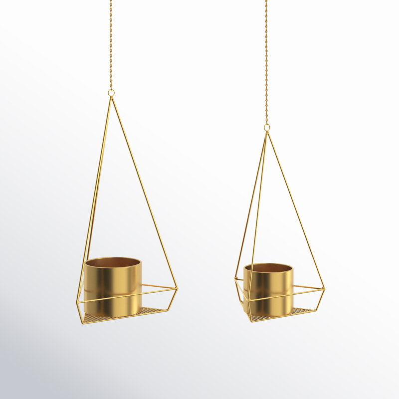 Nika 2 Piece Metal Hanging Planter Set