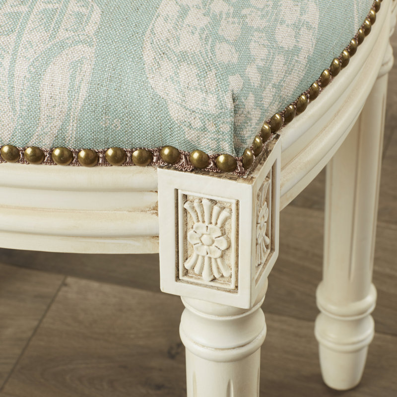 Toscano Solid Wood Accent Stool, Blue