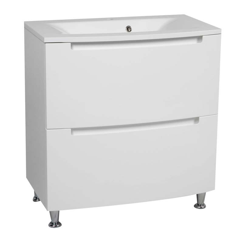 Meuble-lavabo mural moderne avec lavabo | MDF-40 + 12R-Diamond Collection, Blanc ultrabrillant