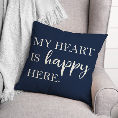 Housse de coussin carrée d’extérieur Heart is happy here/insert