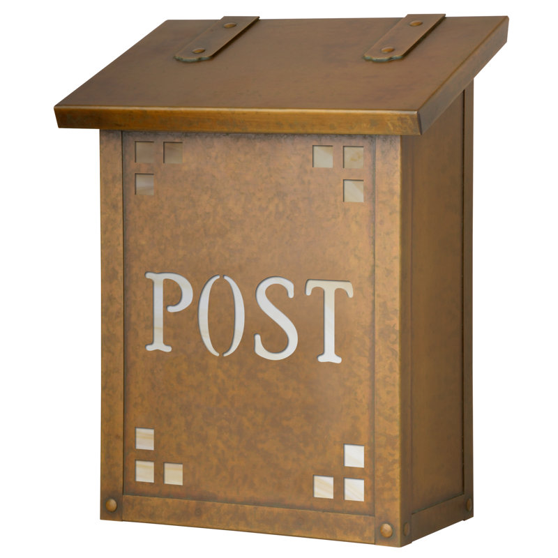 Pasadena Brass Wall Mounted Mailbox, Honey, Textured Black
