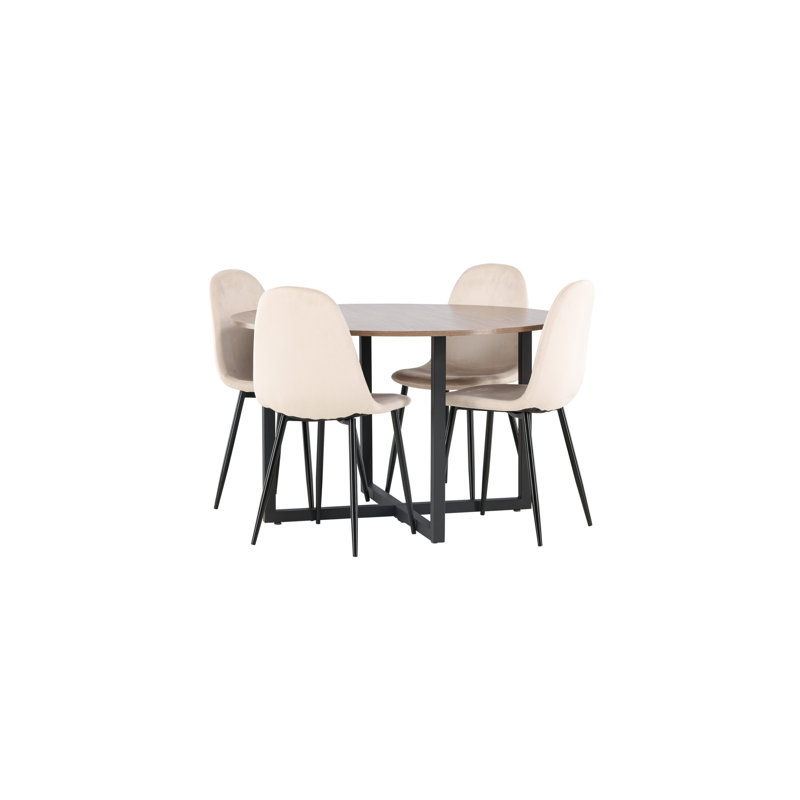 Trevino 4 - Person Dining Set, Beige, Beige