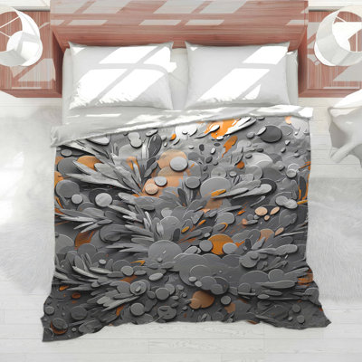 Gray Orange Circles Abstract Comforter