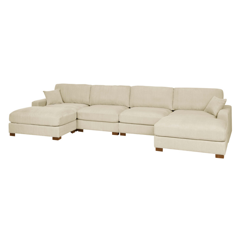 Canapé-lit modulaire 6 pièces, H 34 po x l 158 po x P 67,5 po, Crème, crème