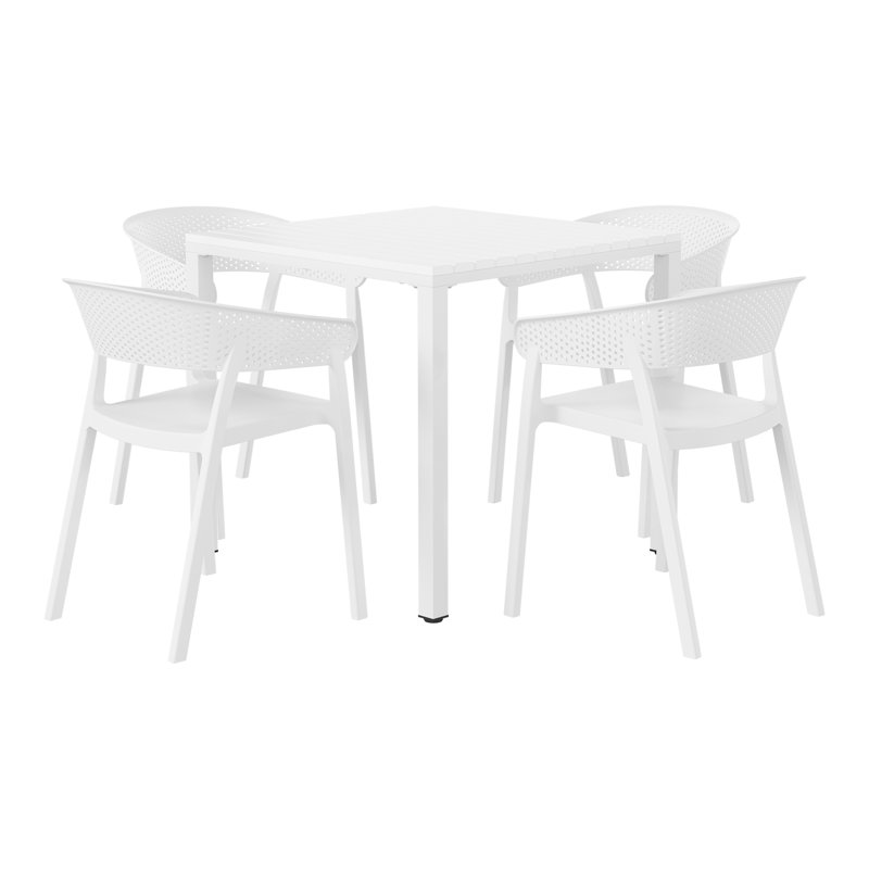 Ensemble repas carré pour 4 personnes, White