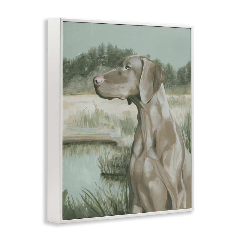 «Stoic Labrador Landscape», art de la giclée encadrée par Grace Popp, Estampe numérique encadrée blanc bord de mer