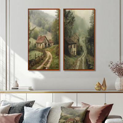 Ensemble de 2 pièces d'art mural vert paysage vert