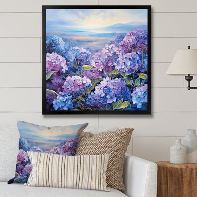 Fleurs d'hortensia mauve sur toile