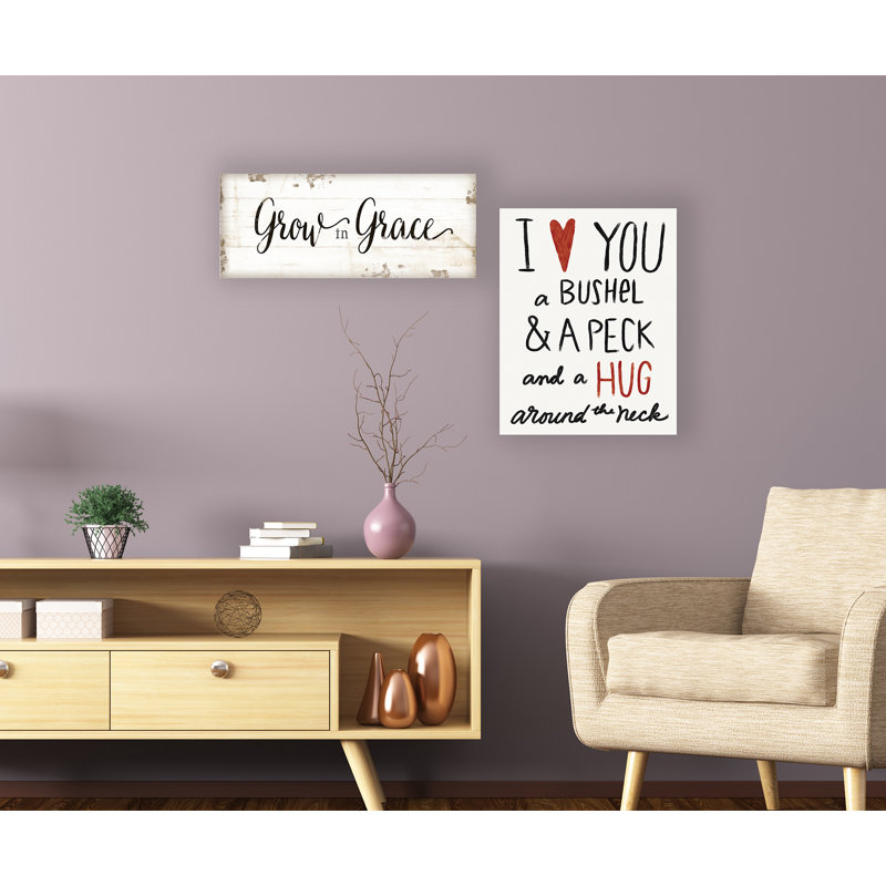 " Grow In Grace Cursive Typography " by Jennifer Pugh, 7" H x 17" W x 0.5" D, Wall Plaque