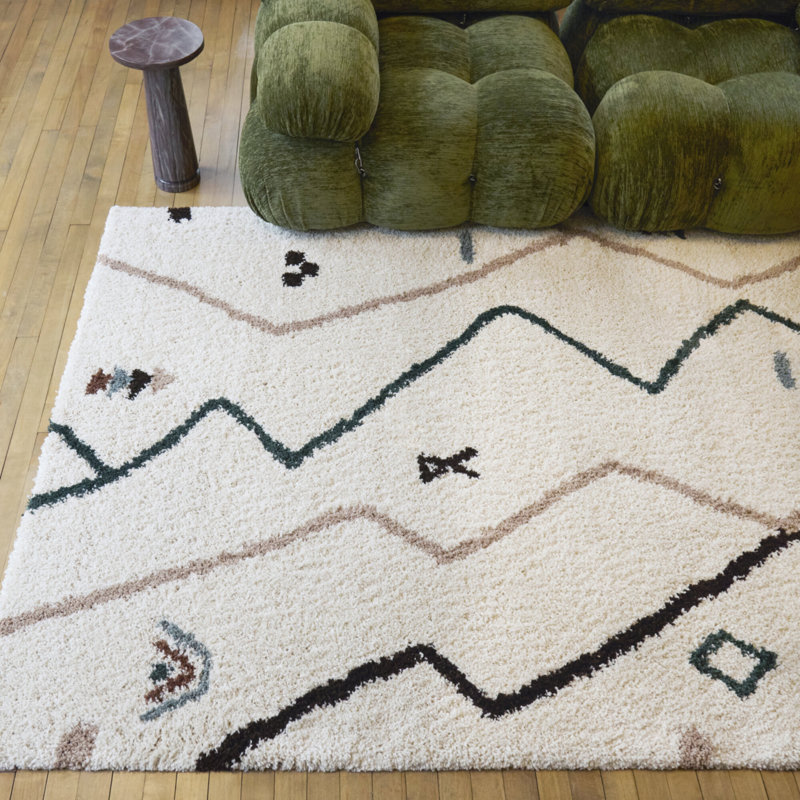 Geneva Cream Moroccan Abstract Area Rug, Rectangle 5'3" x 6'11.9"
