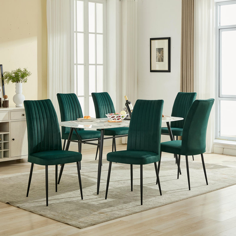 Ensemble de 2 chaises de salle à manger réglables en velours, Vert