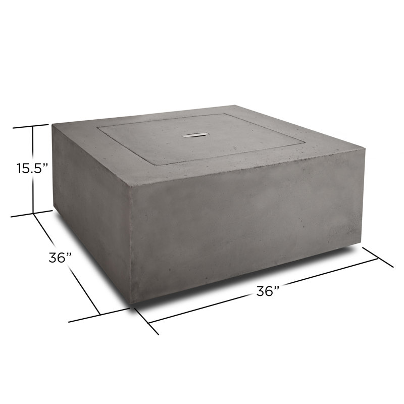 BALTIC Concrete Fire Pit Table with Lid, Glacier Gray, Propane, 15.75" H x 50.5" W x 32.5" D