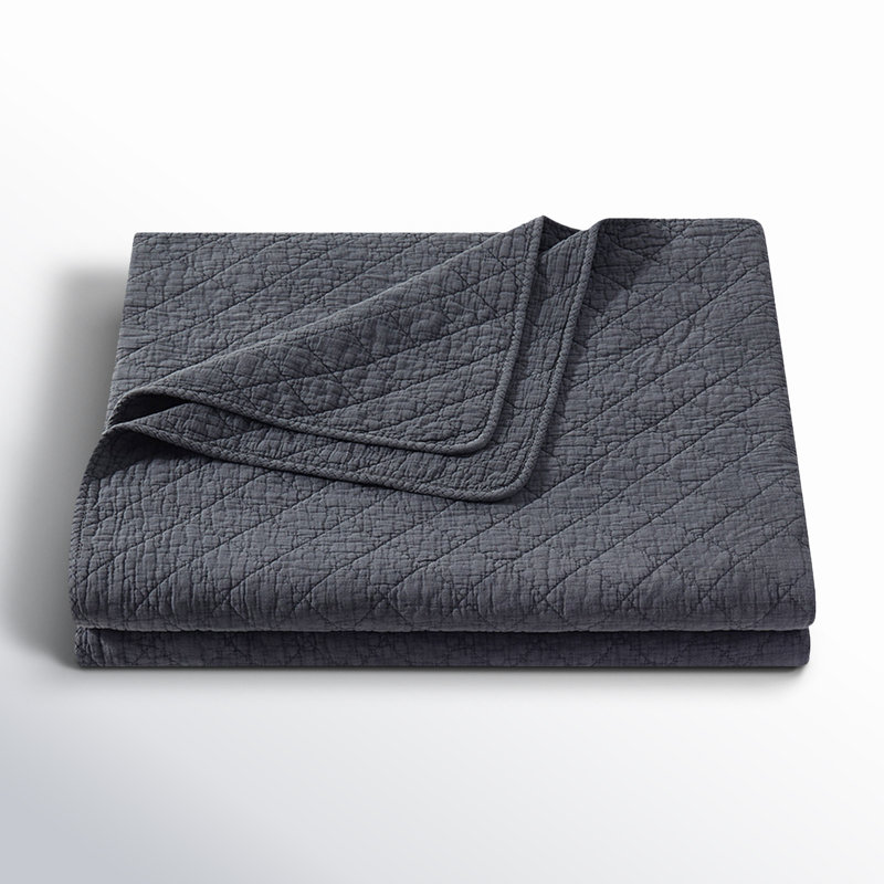 Courtepointe rustique moderne décontractée en coton, Gris anthracite, Courtepointe simple