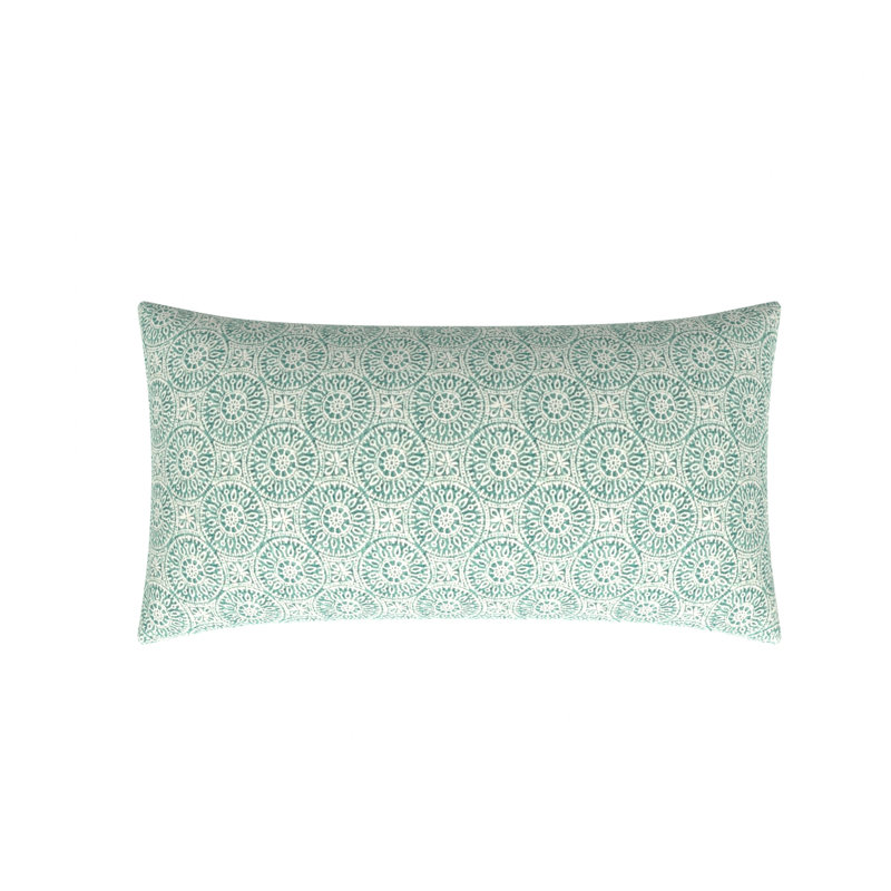 Malang Rectangular 100% Cotton Pillow Cover and Insert, Spa Green, 16" x 30"