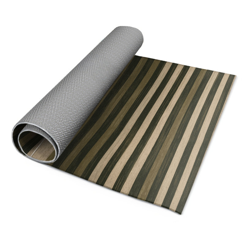 Tapis intérieur / extérieur brun HorizontalStripes, Rectangle 9 pi x 12 pi