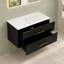 Meuble-lavabo mural blanc lustré de 91 cm (36 po) avec deux tiroirs et poignées dorées-1758472369