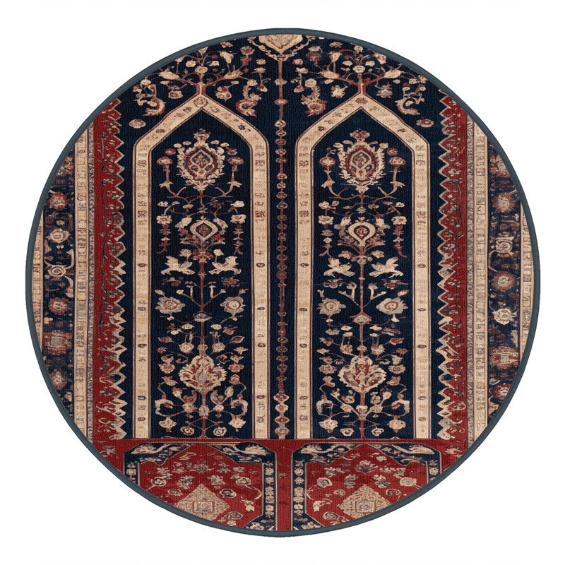 Tapis brun lavable à la machine, Rond 7 pi
