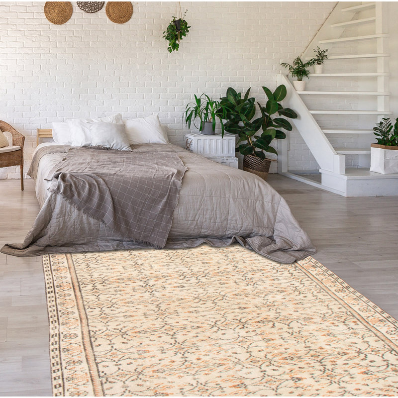 Tapis unique en laine noué à la main de style crème des années 2000 5 pi 3 po x 8 pi 3 po Danuel