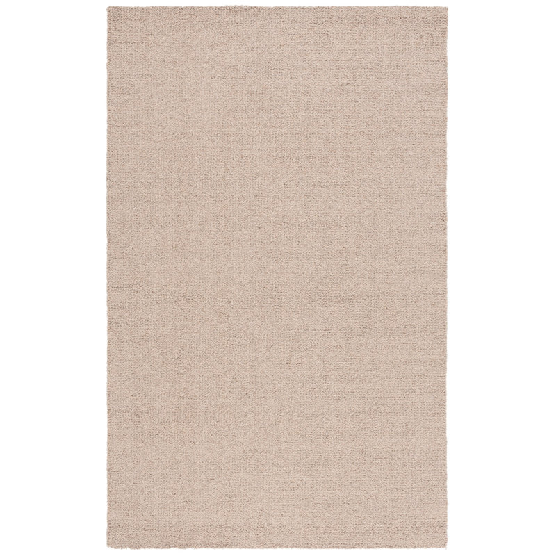 Abstract Hand Tufted Wool/Cotton Solid Color Rug in Light Brown, Rectangle 8' x 10'