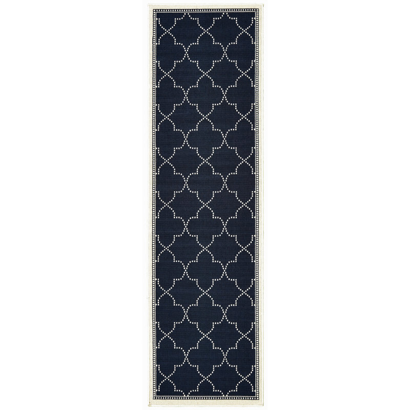 Tapis intérieur / extérieur bleu marine Anastasaos, Tapis de couloir 2 pi 3 po x 7 pi 6 po