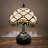 Larentius Tiffany Table Lamp Beige Stained Glass Crystal Beans LED Bulb Dragonfly Base 10"W*10"D*14"H*