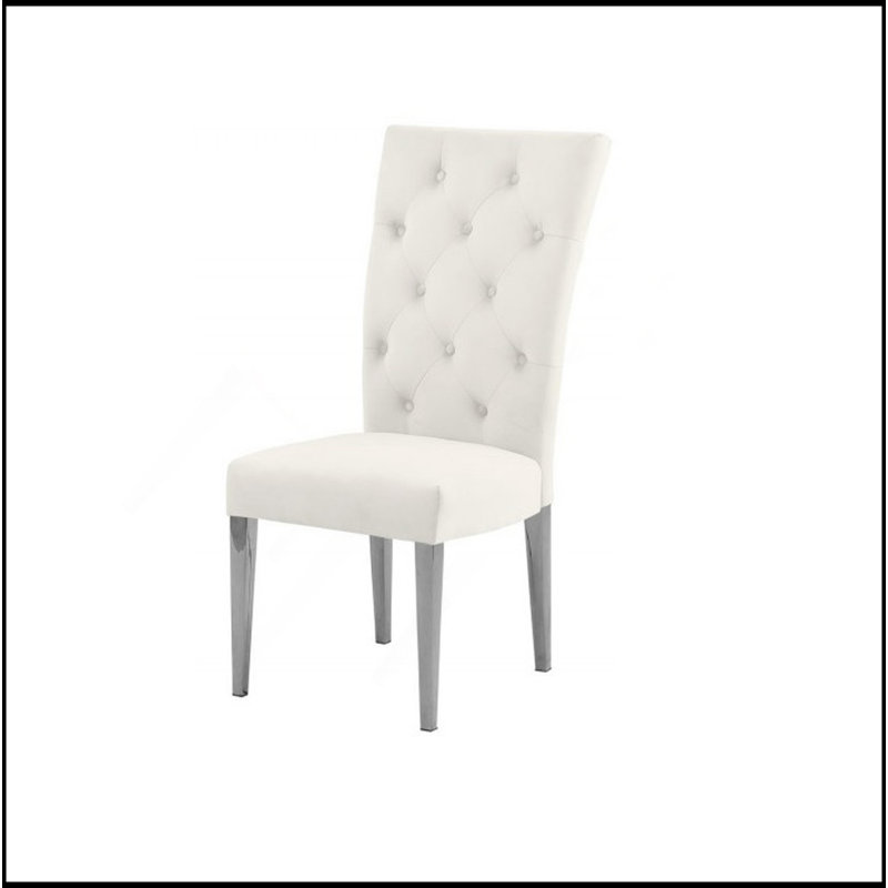 Ensemble de 2 chaises de salle à manger rembourrées Modern Velvet, Crème, crème