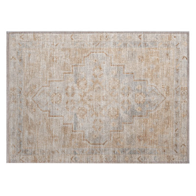 Machine Washable Indoor/Outdoor Xhevrie Copper Rug