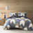 Elegant Full/queen Cotton Bedding - Printed Duvet Cover With Solid Reverse And Pattern 2 Matching Shams Button Closure Treatment Corner Ties For A Delightful Bedroom Sophisticated Print Feature-116011317