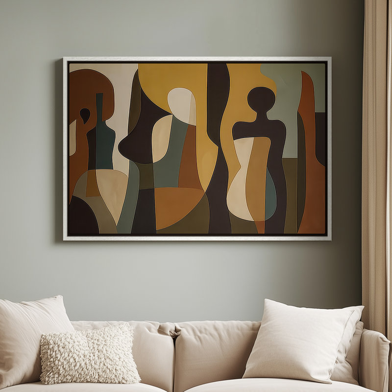 Art mural encadré, impressions murales abstraites rétro pour chambre à coucher - 24 po x 36 po, Blanc